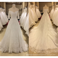 2017 Robe de mariée en dentelle à manches 3/4 (train cathédrale)